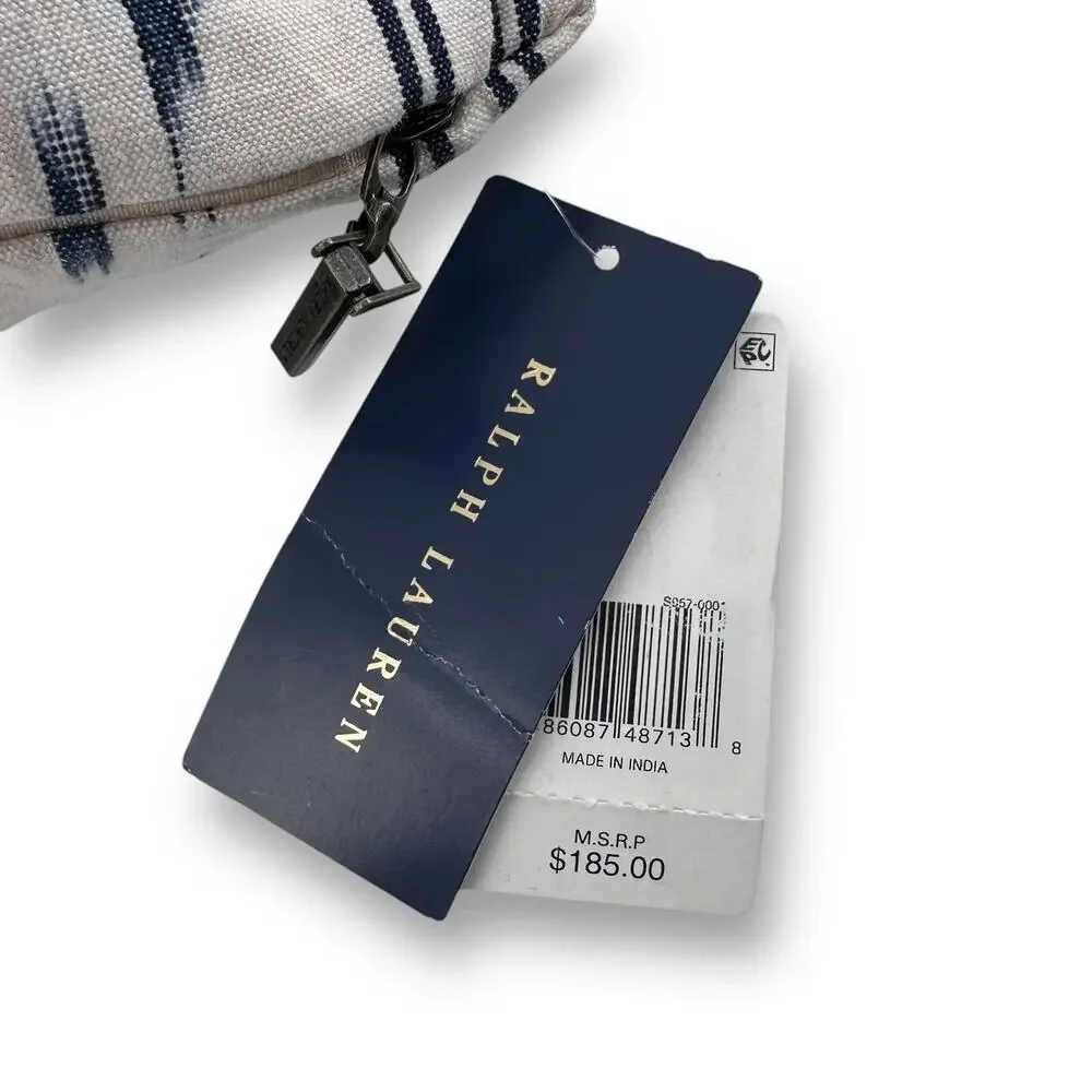 Ralph Lauren River Deocrative Throw Pillow Blue Ikat Feather Down Filled 15 X 20